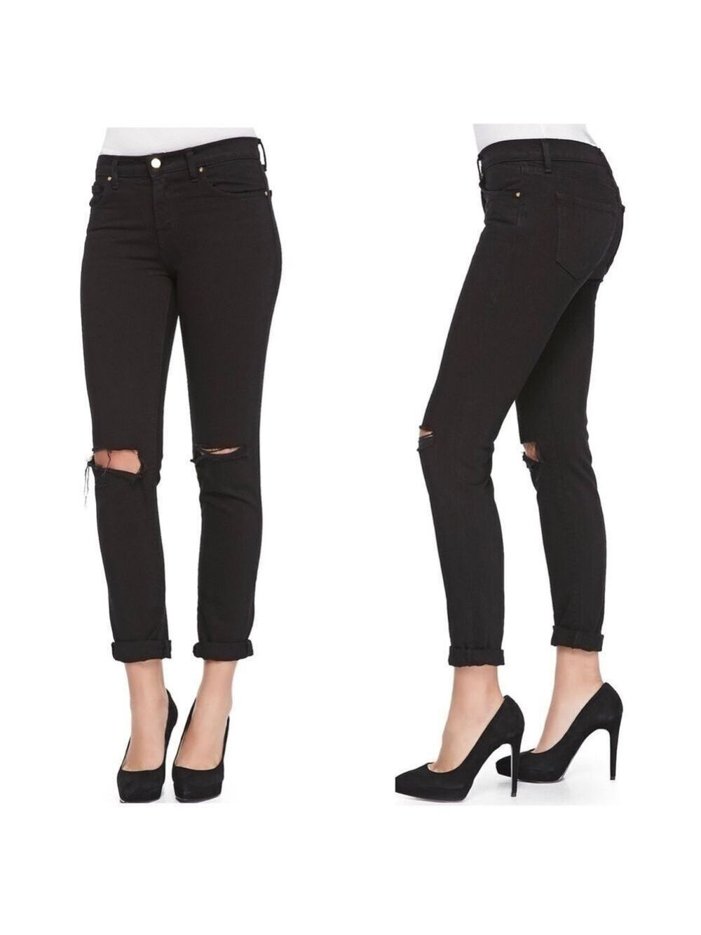 J BRAND Jake Slim Boyfriend Distressed Womens Jeans in Gothic Black Size 26